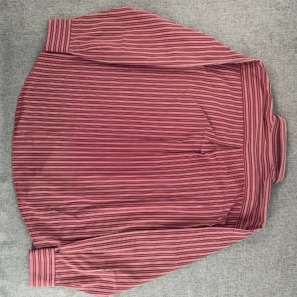 Vintage Men's Dockers Red Striped XL Button Down Shirt Cotton Long Sleeve - Picture 9 of 10